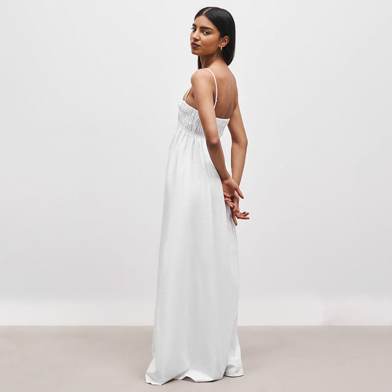 White Shoulder Strap Maxi Dress