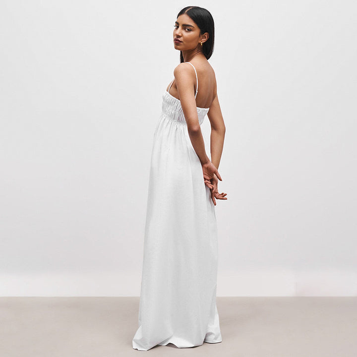 White Shoulder Strap Maxi Dress
