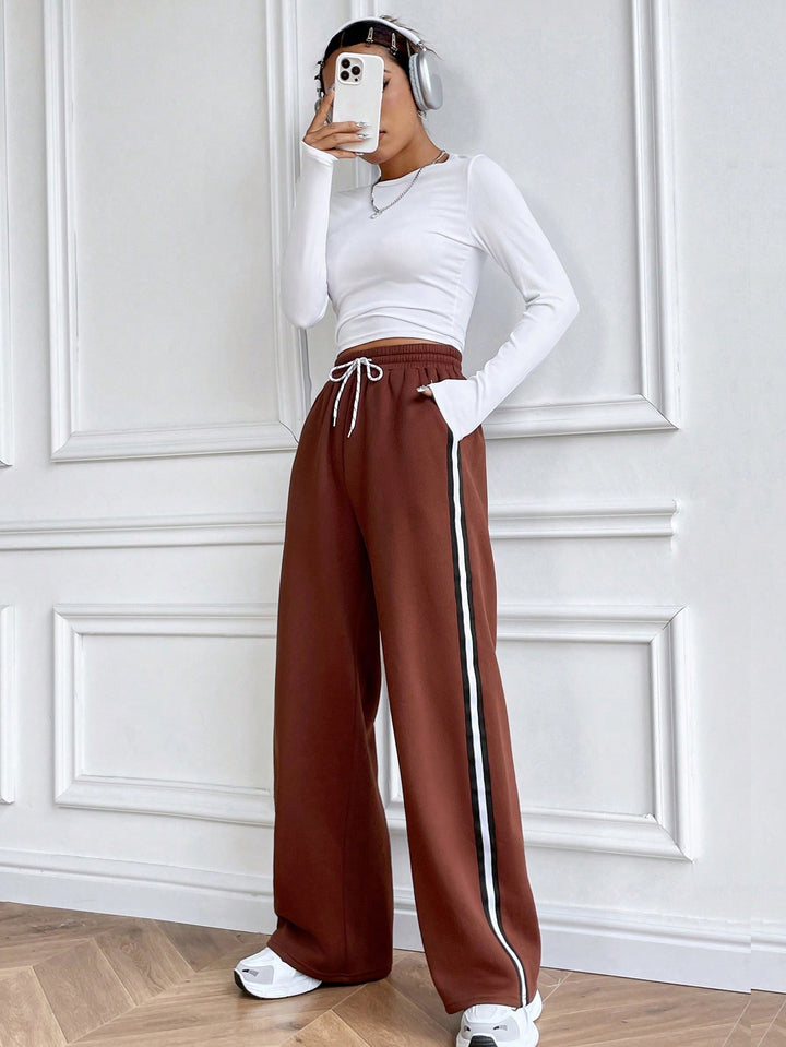 Brown Side Taped Up Sweatpants