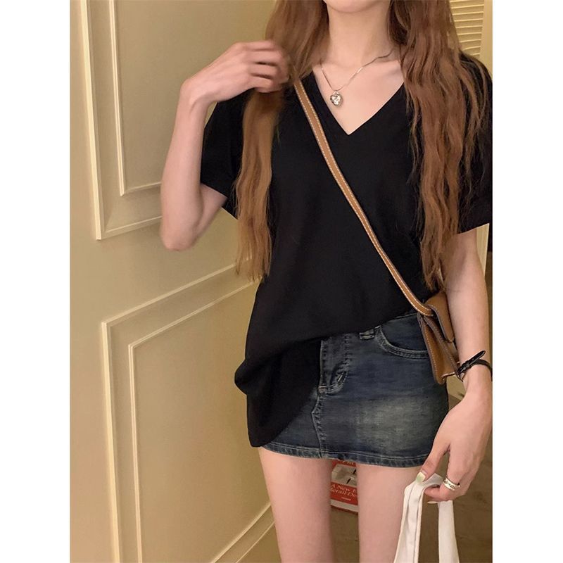 Black V Neck Oversize Tshirt