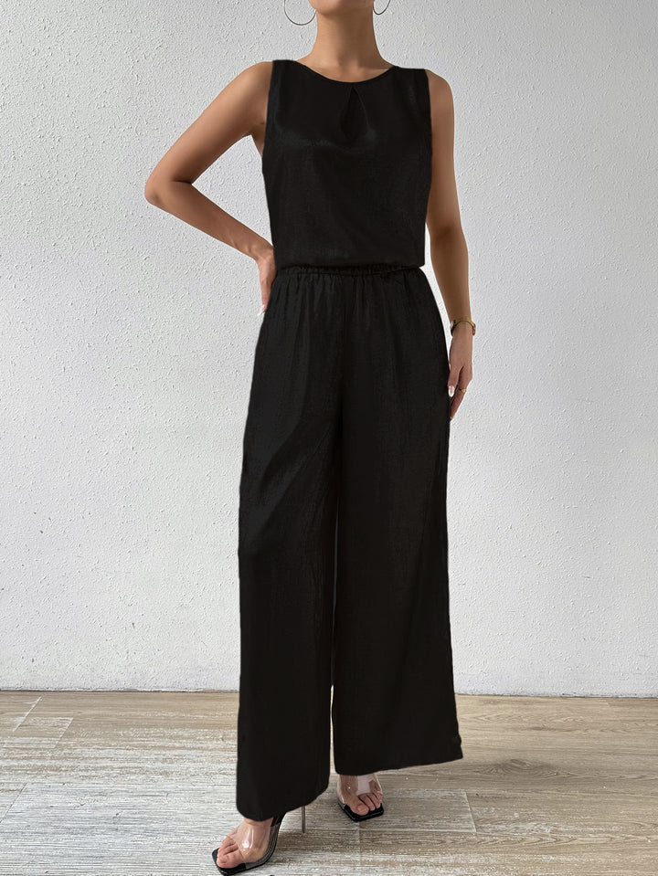 Black Sleeveless Back Cowl Jumpsuit