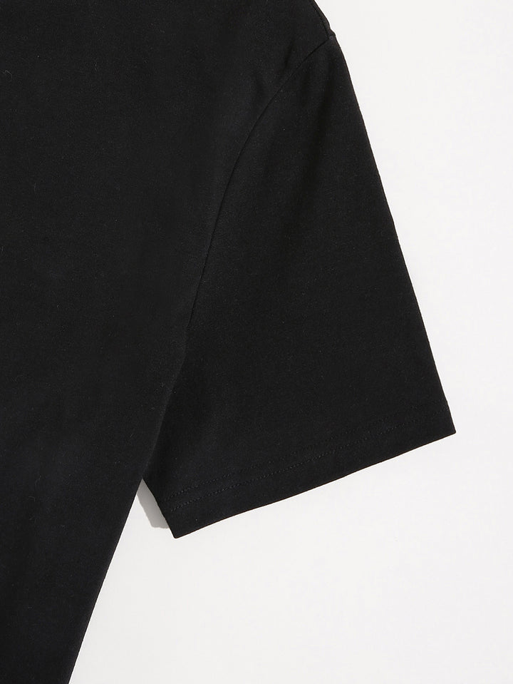 Black Chest Print Graphic Tshirt