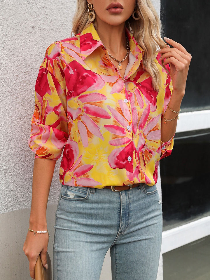 Pink Floral Print Shirt