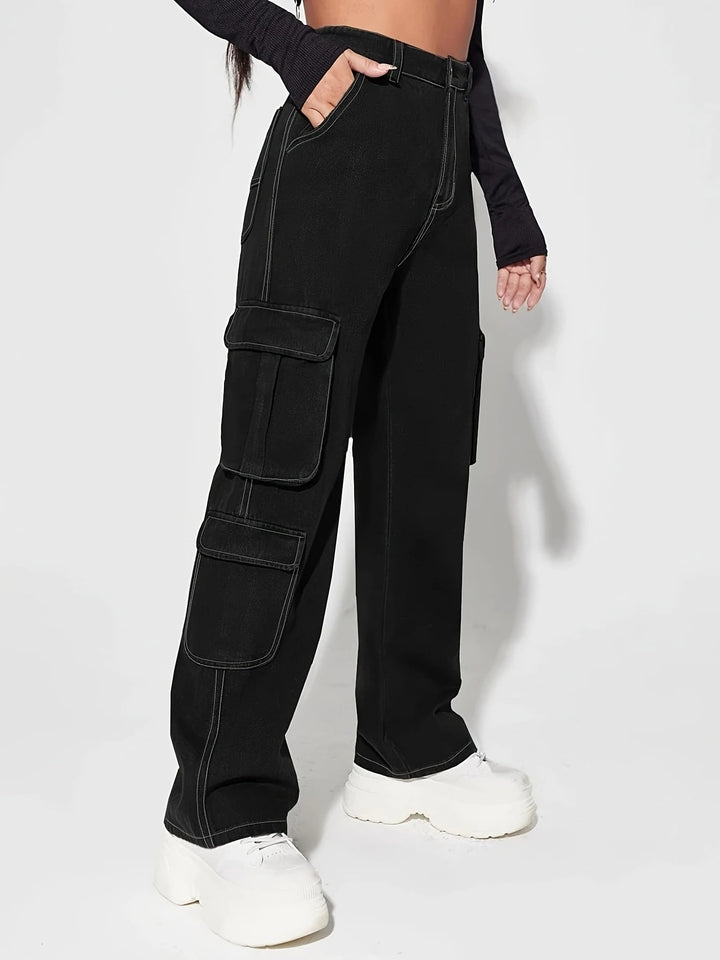 Solid Black Cargo Denim