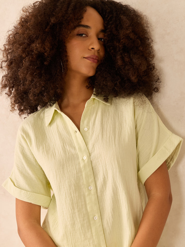 Yellow Relaxed Fit Button Down Shirt