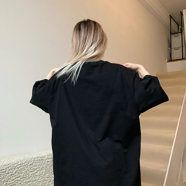 Black Chest Print Graphic Tshirt