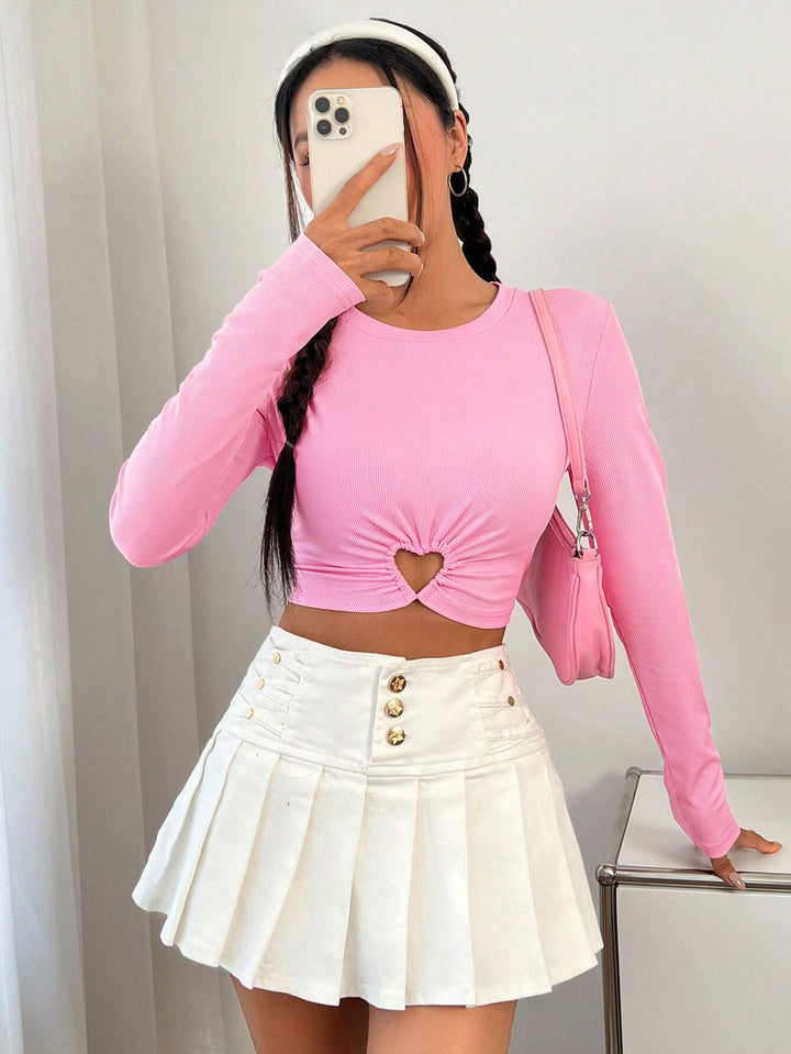 Pink Slim Fit Full Sleeve Top