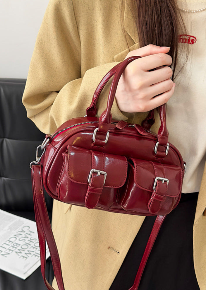 Wine Double Pocket Crossbody Bag