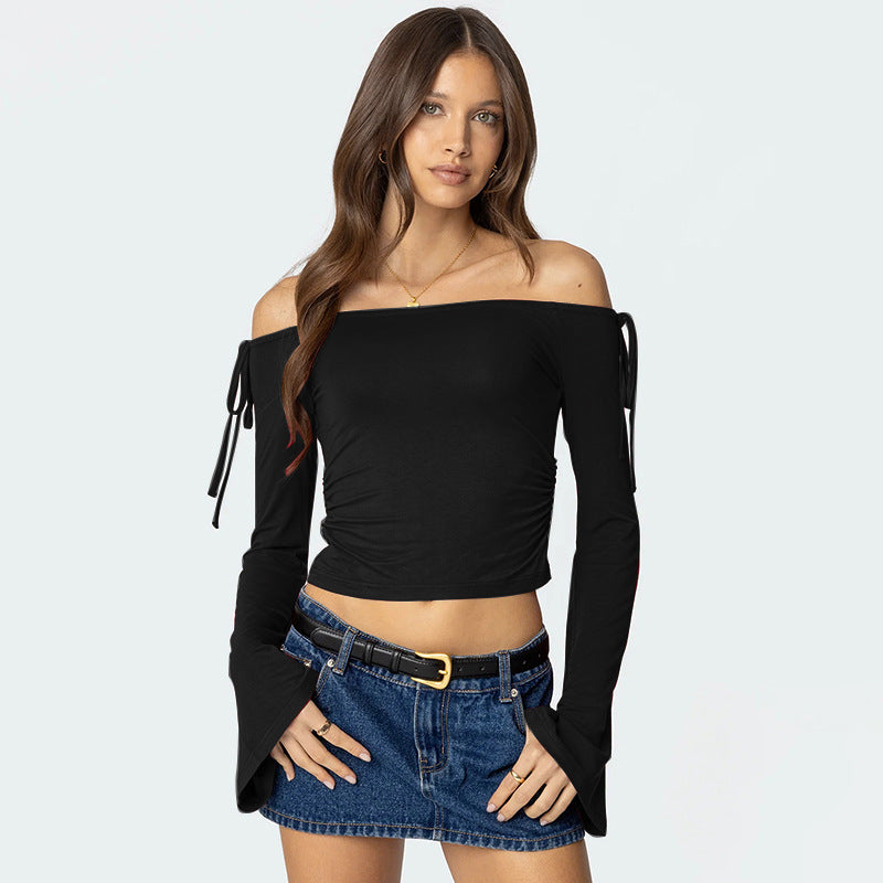 Black Off Shoulder Crop Top