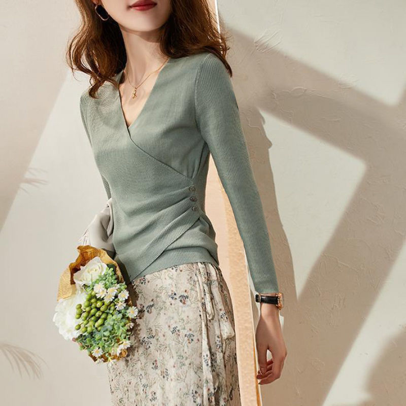 Teal Full Sleeve Wrap Top