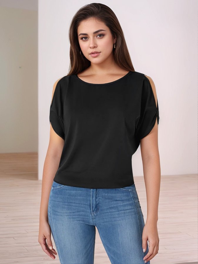 Black Cold Shoulder Top