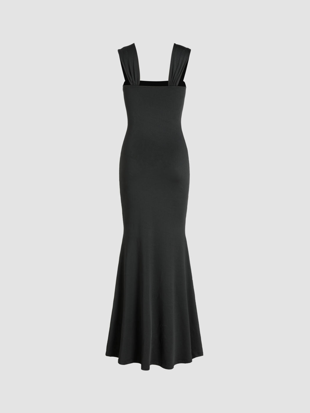 Black Broad Strap Scoop Neckline Dress