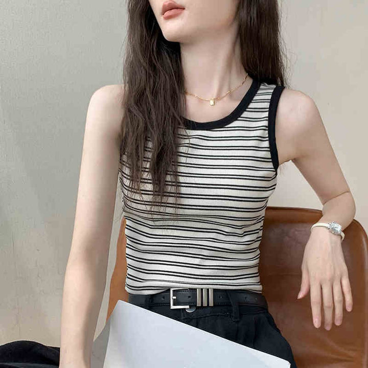 White Stripe Vest Top