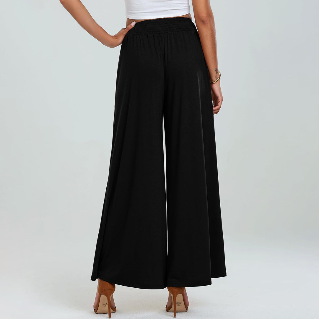 Black Ealsticated Waist Band Wide Leg Pants