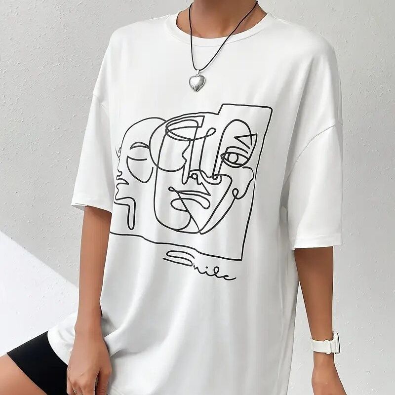 White Chest Print Graphic Tshirt