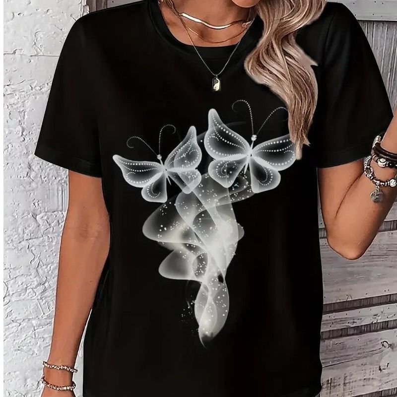 Black Chest Print Graphic Tshirt