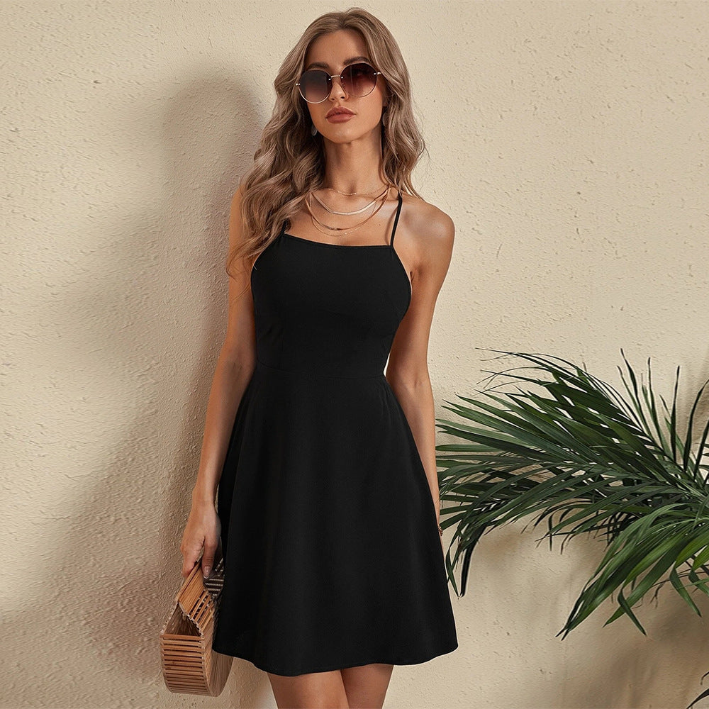 Shop Black Halter Neck Back Tie-Up Dress - for Women | OUTZIDR