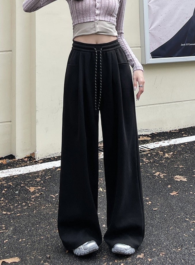 Black Elasticated Drawstring Baggy Fit Joggers