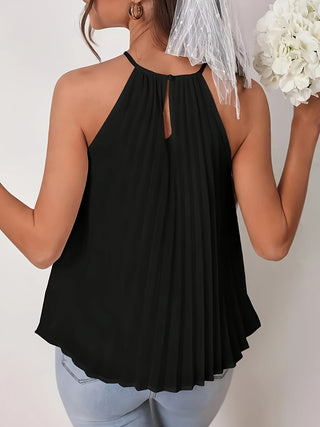 Black Pleated Flared Top