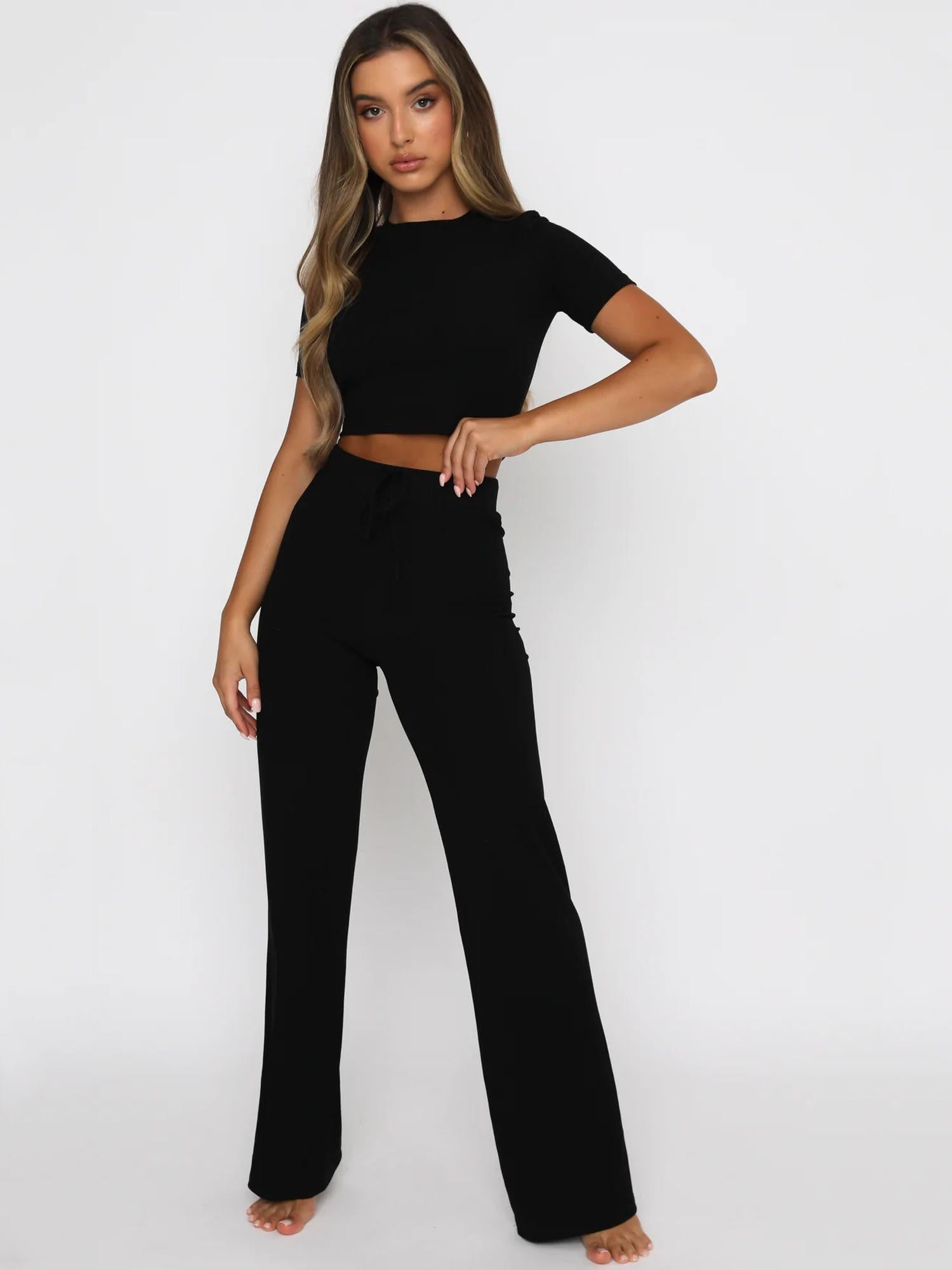 Black Ribbed Co-Ord Set