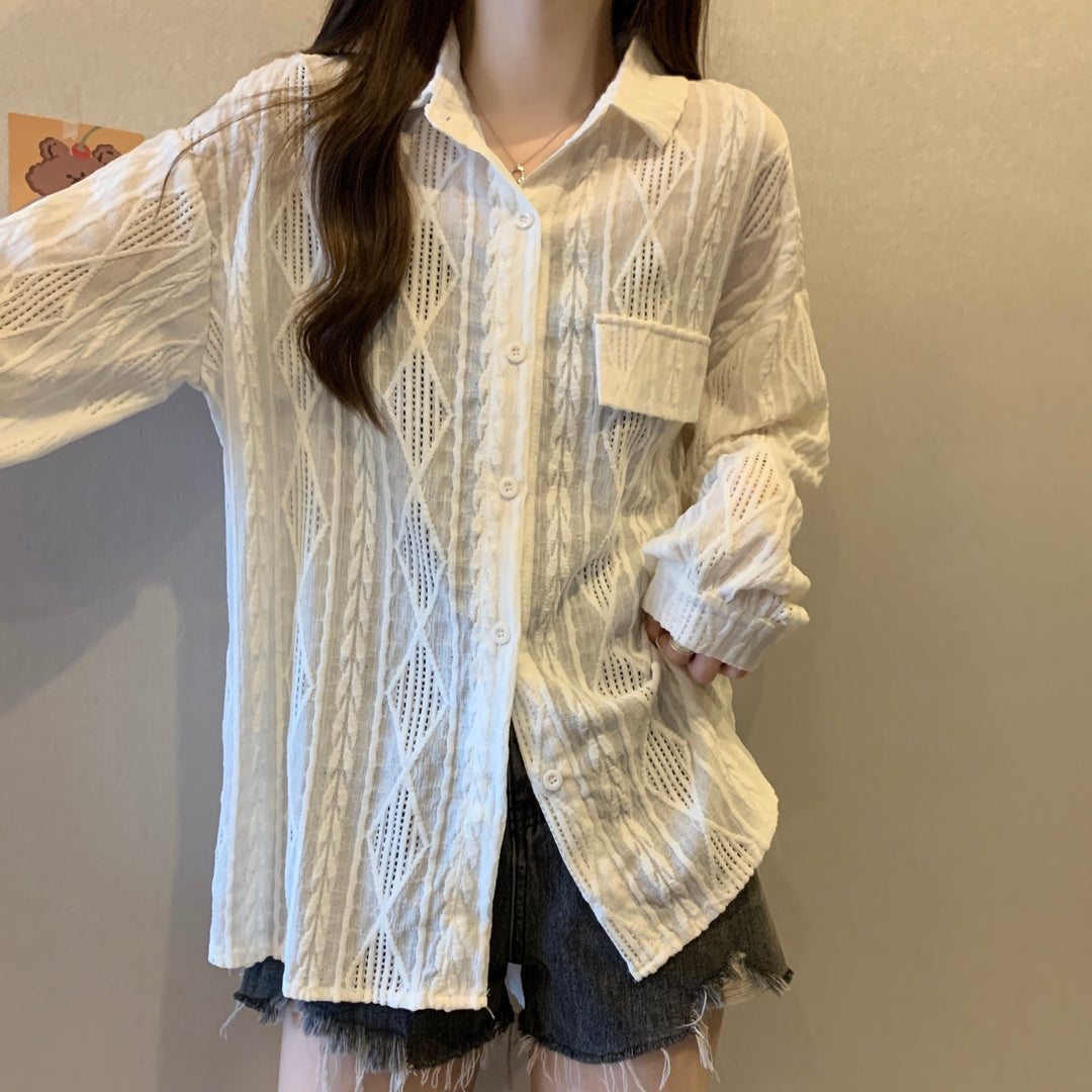 White Sheer Button Down Shirt