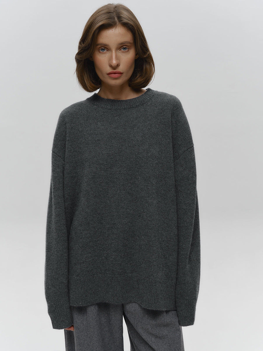 Charcoal High Neck Oversized Solid Sweater