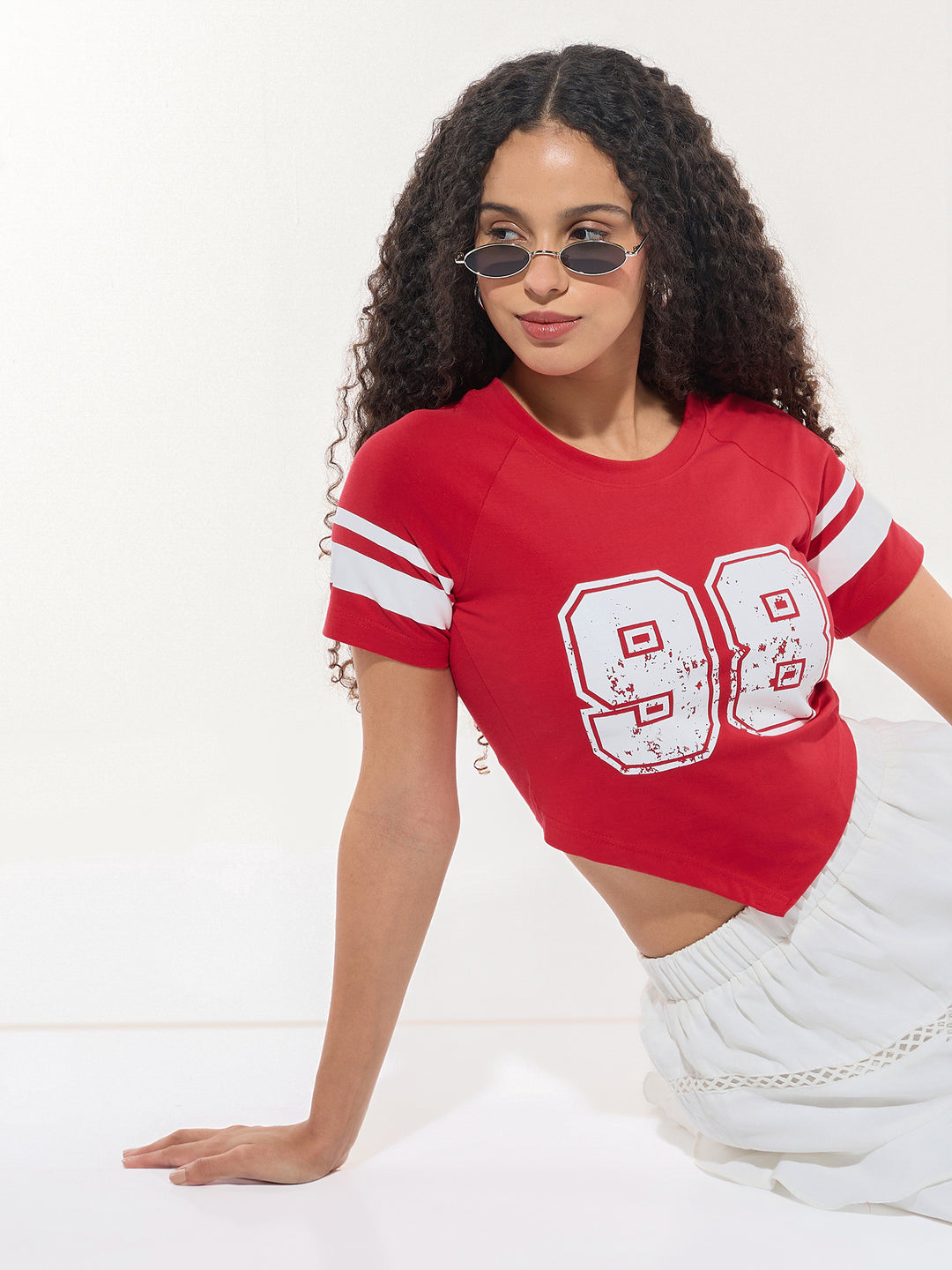Red Crew Neck Graphic Tshirt