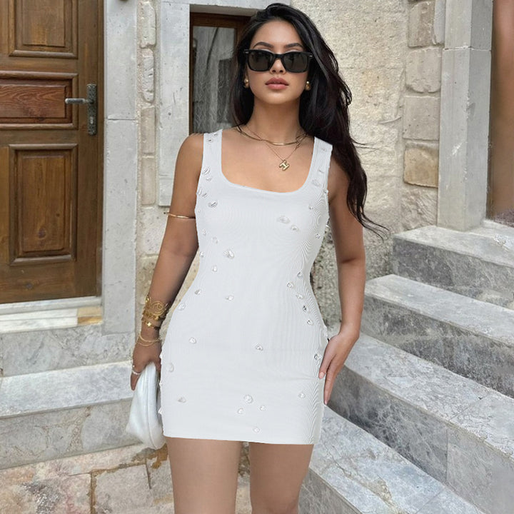 White Sleeveless Mini Bodycon Dress