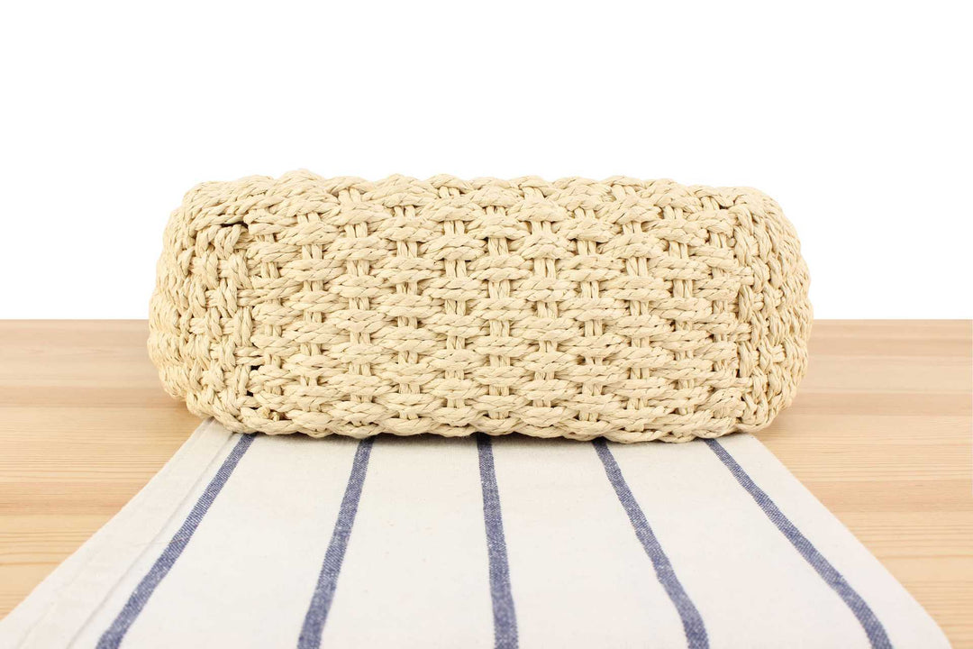 Beige Straw Beach Shoulder Bag