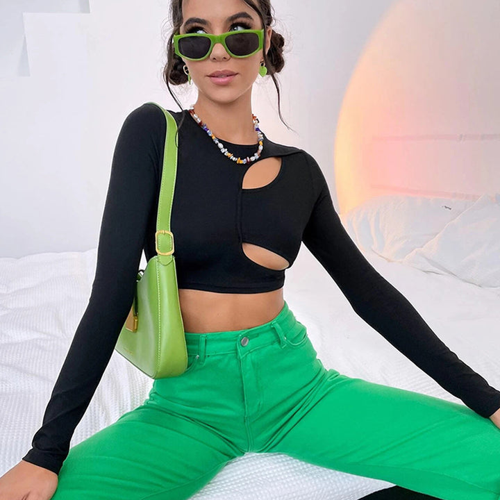 Black Full Sleeve Cut-Out Detail Top