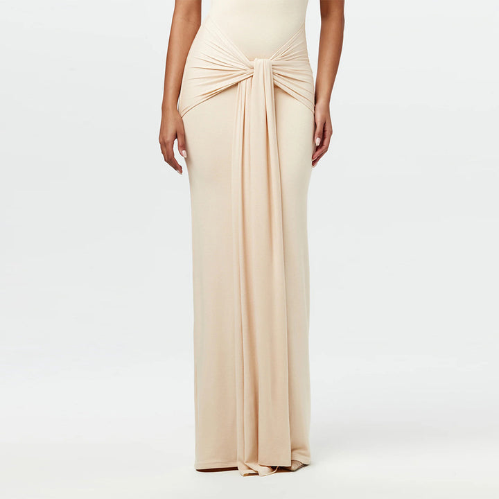 Beige High Neck Sleeveless Dress