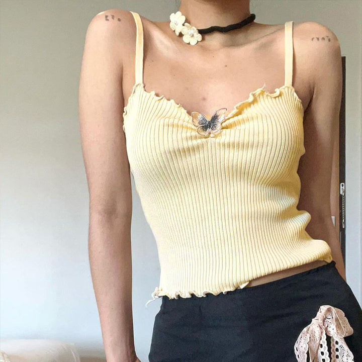 Off White Cami Ribbed Top