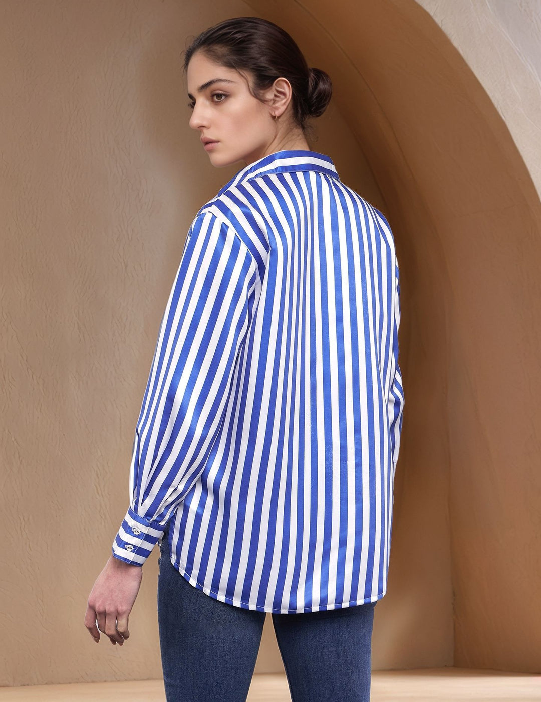 Blue Striped Collared Shirt