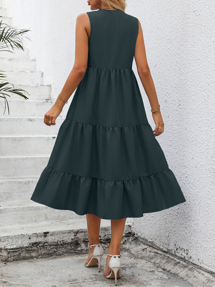 Grey Sleeveless V-Neck Dress