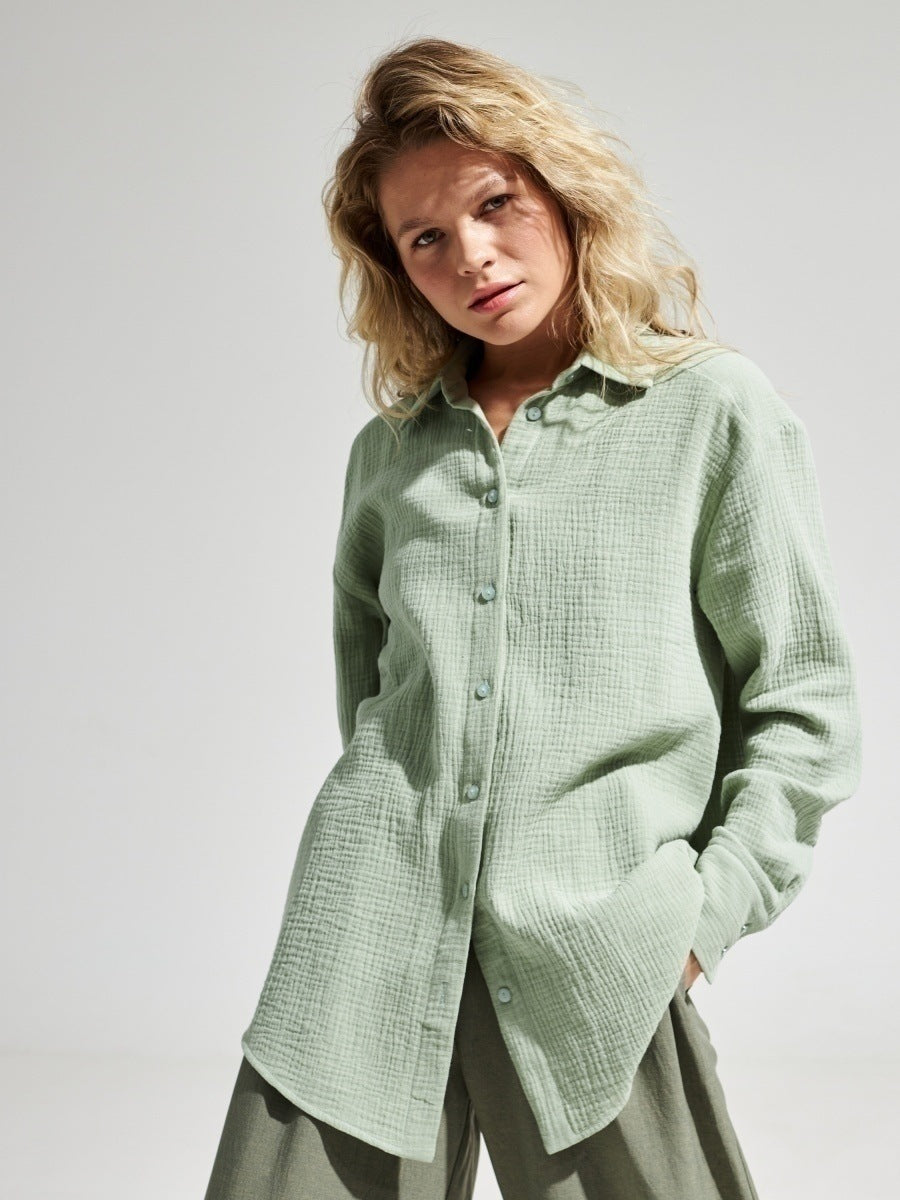 Aqua Full Sleeve Collarded Solid Shirt