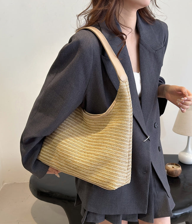 Beige Textured Slouch Hobo