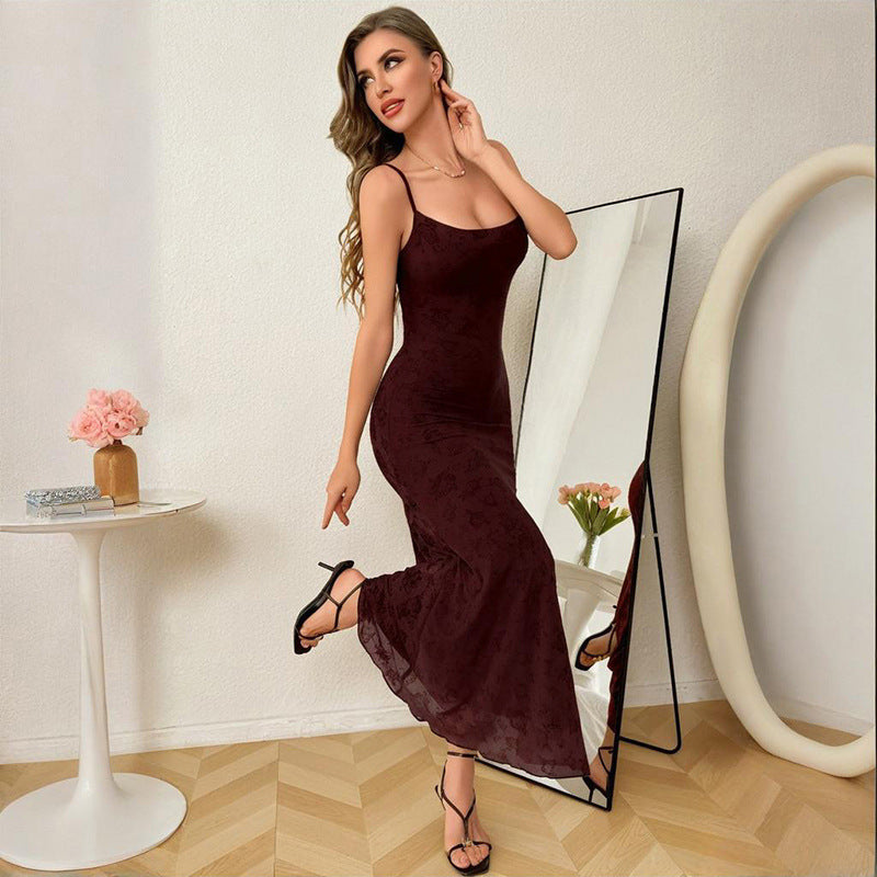 Brown Burnout Slip Maxi Dress