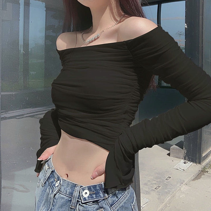 Black Off Shoulder Crop Top