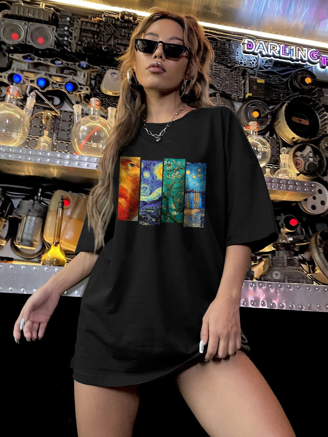Black Chest Print Graphic Tshirt