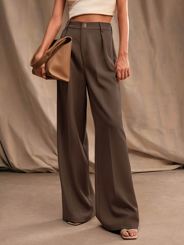 Brown High Waist Wide Leg Trouser
