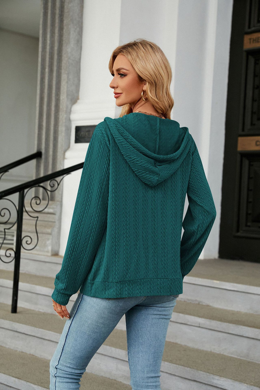 Dark Green Full Sleeves Front Zip Hooded Jackets