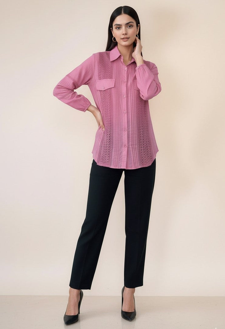 Mauve Delicate Lace With Pintuck Accents