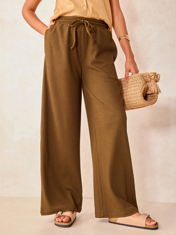 Olive High Waisted Wide Leg Trousers
