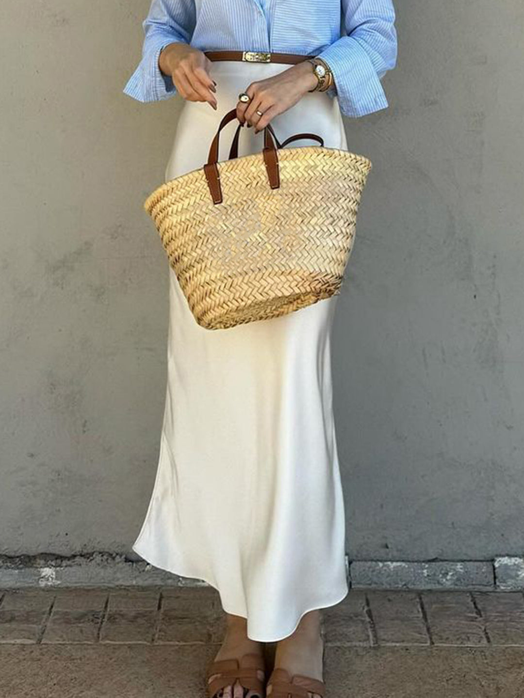 White High Waist Satin Skirt