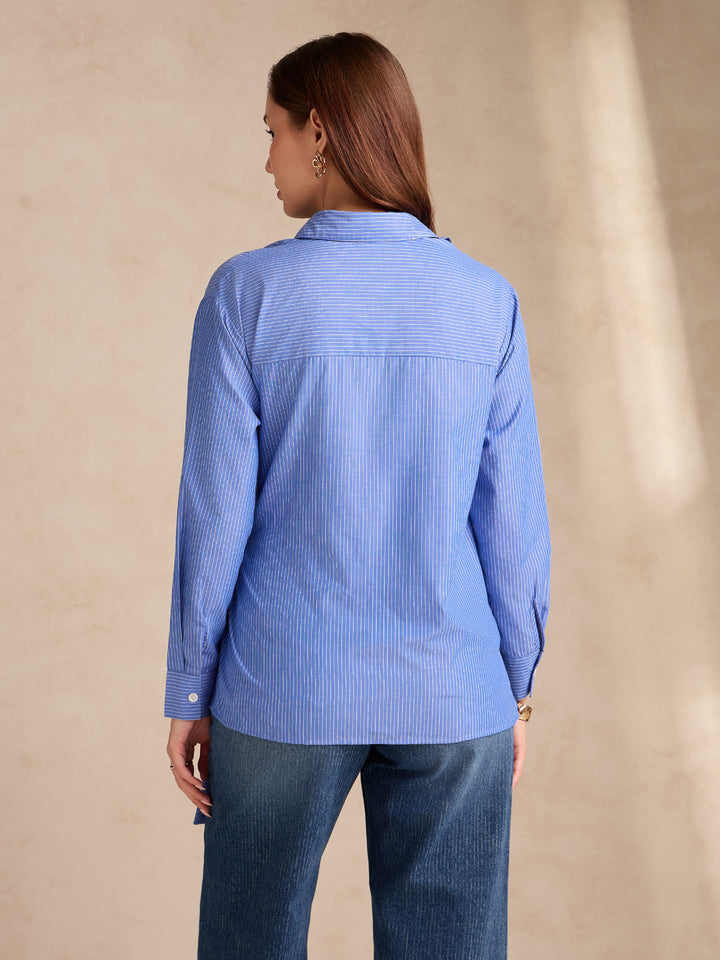 Blue Side Knot Detailing Shirt