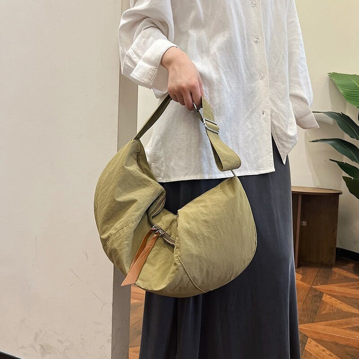 Khaki Solid Shopper Hobo Bag