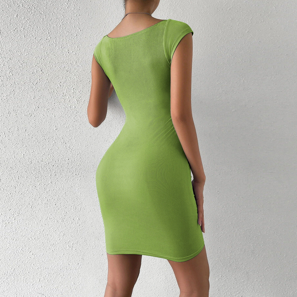 Green Wide Strap Sweetheart Neck Dress