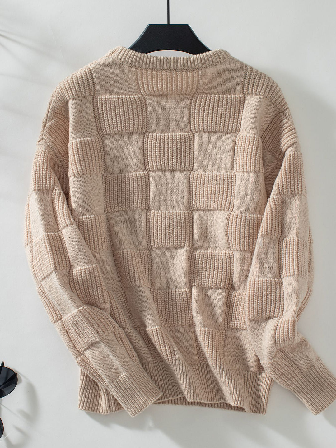 Beige Full Sleeves Textured Sweaters