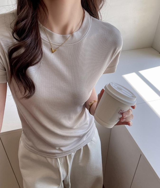 Cream Crew Neck Relaxed Fit T-Shirt