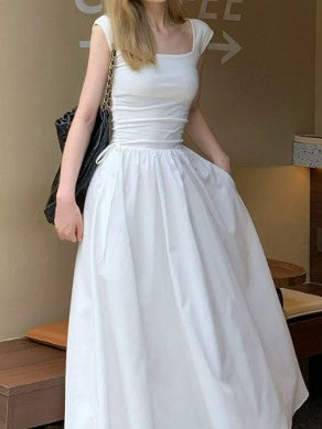 White Fit And Flare Maxi Dress